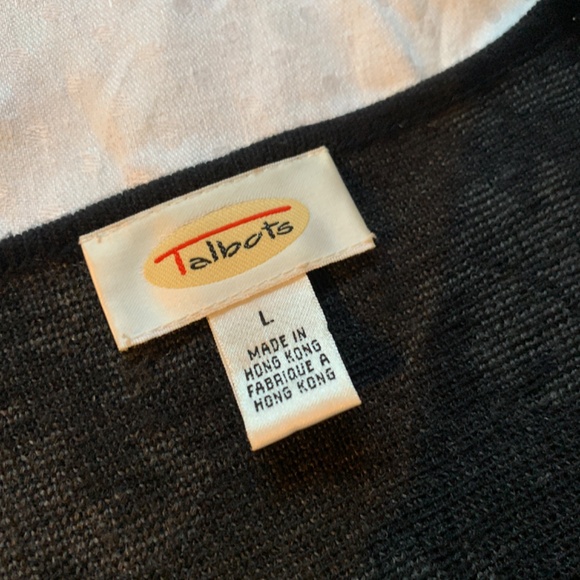 Talbots wool blend cardigan sweater with floral embroidery, size L, short length - Picture 2 of 3